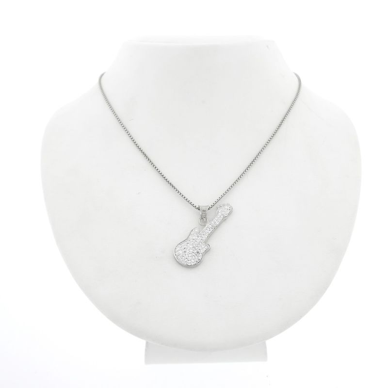 Image 5 of Silver pendant of a guitar with zirconia