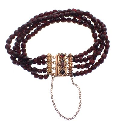 Image 1 of Antique glass bead bracelet with gold clasp