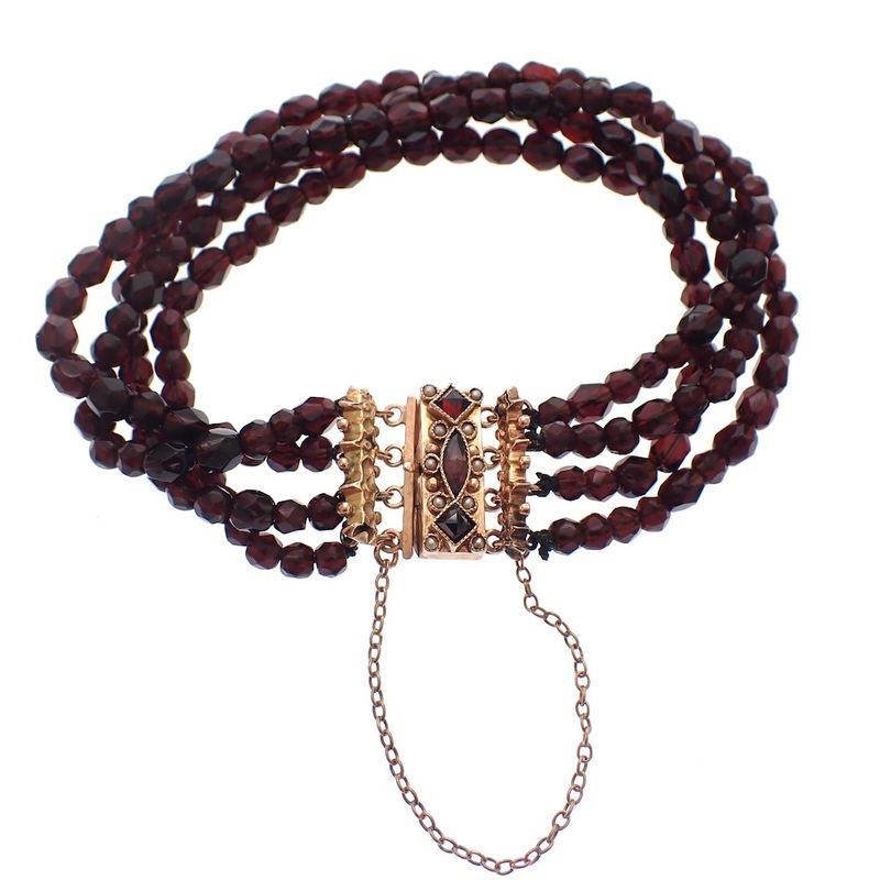 Image 1 of Antique glass bead bracelet with gold clasp