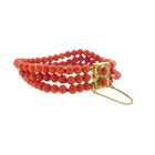 Image 3 of Antique red coral bead bracelet with gold decorative clasp