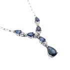 Image 4 of 18K white gold necklace with sapphire and diamond; 0.20 ct. | 44 cm