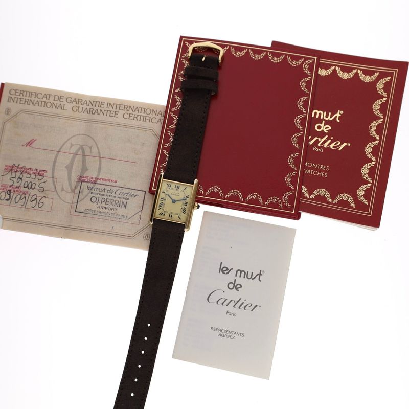 Image 17 of Cartier Tank Vermeil 'Large' 590005; Vintage Unisex Watch with Papers
