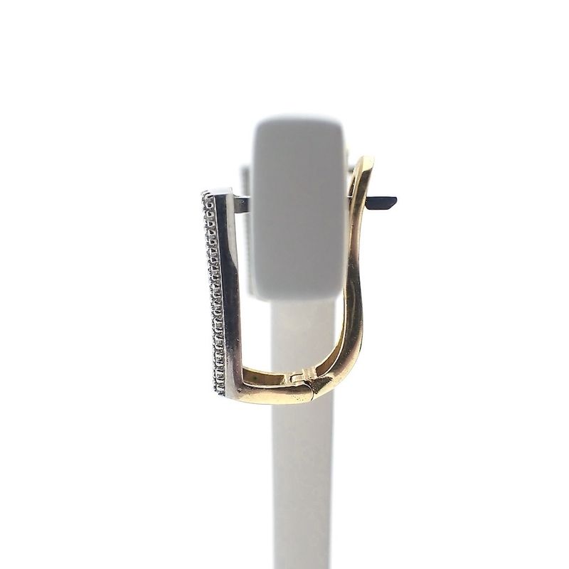 Image 8 of Gold stud earrings with pavé set with diamonds