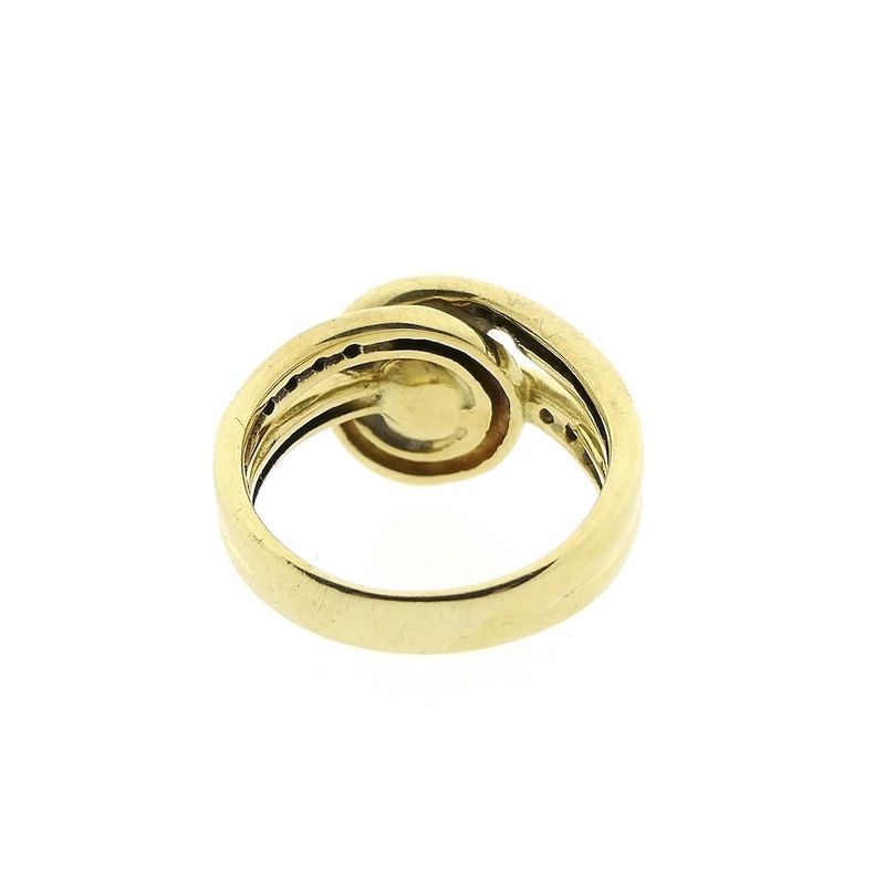 Image 5 of Gold ring with pearl and diamond; 0.08 ct.