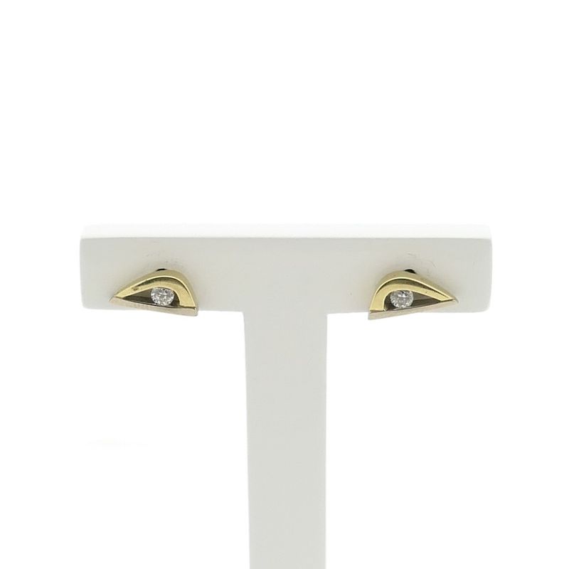 Image 1 of Bicolor gold stud earrings with zirconia