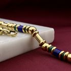 Afbeelding 2 van Gouden armband met lapis lazuli en malachiet | 19,5 cm