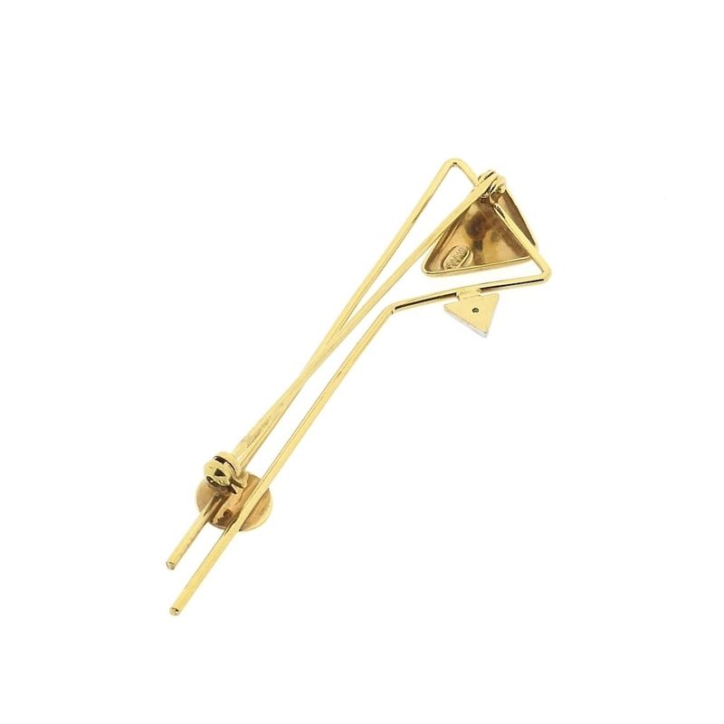 Image 6 of Two-tone gold abstract brooch with diamond; 0.01 ct.