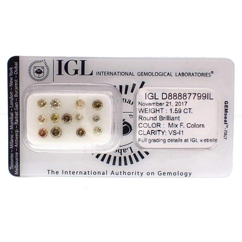 Image 1 of 13 loose diamonds in IGL seal; 1.59 carat VS/I