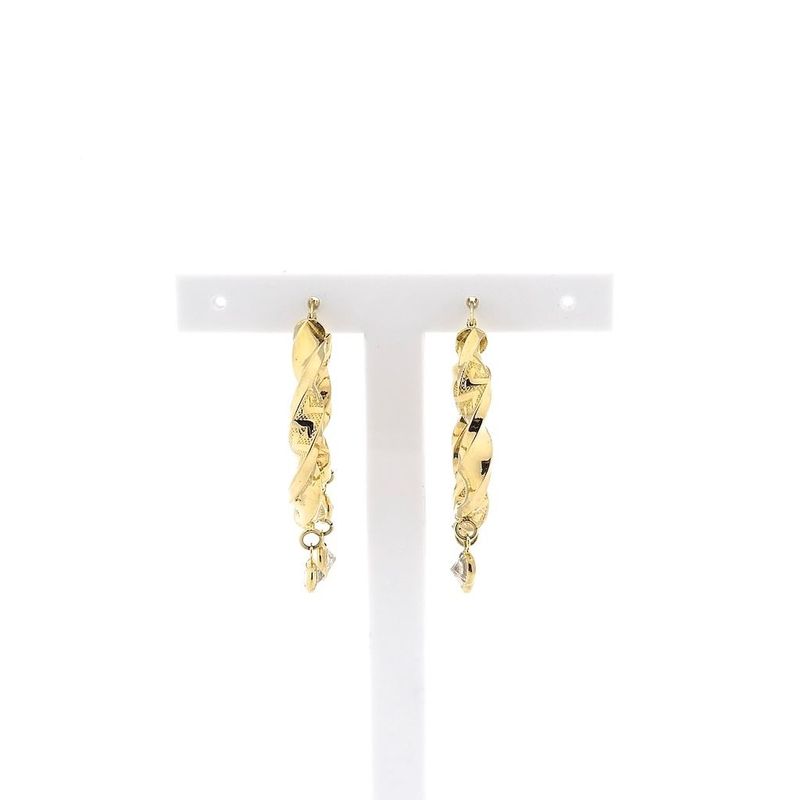 Image 1 of Gold spiral hoop earrings with zirconia; Ø 34.5 mm