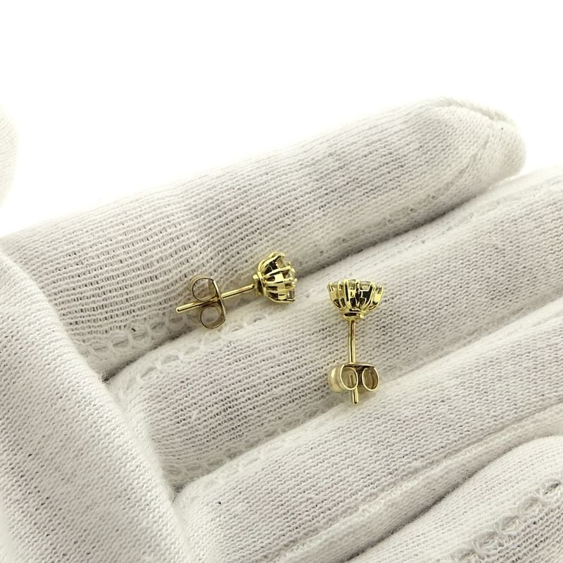 Image 5 of Gold stud earrings with diamonds; 0.75 ct.