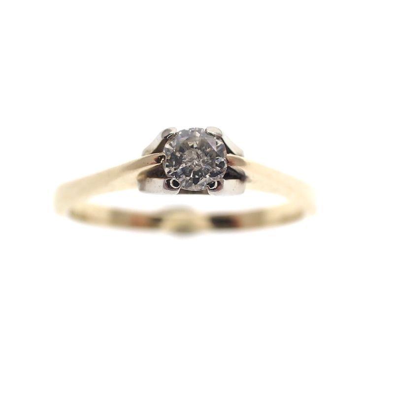 Image 2 of Two-tone gold solitaire ring set with diamond