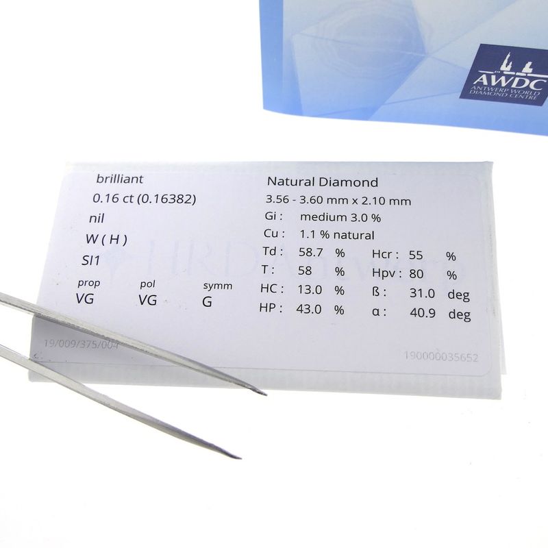 Image 11 of 0.16 ct. Brilliant cut diamond H/SI1 + HRD Certificate - Natural diamond