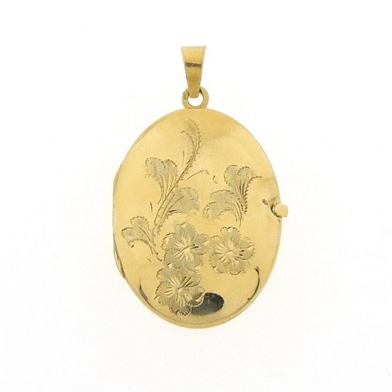 Image 1 of Vintage gold floral locket pendant
