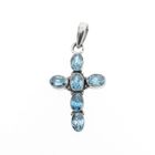 Image 1 of Silver cross pendant with light blue zirconia