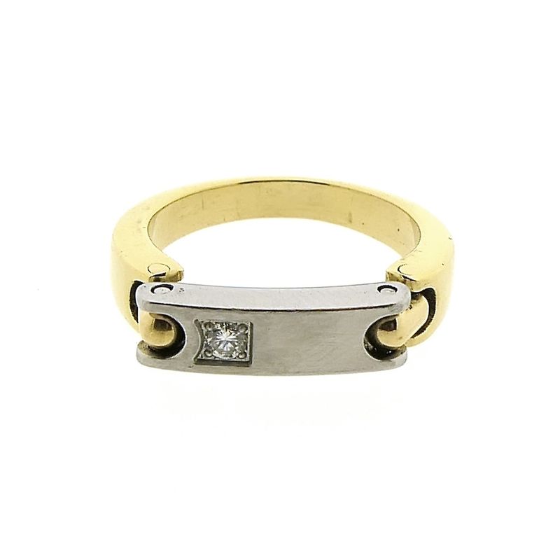 Image 3 of Pequignet two-tone gold ring with steel and diamond; 0.06 ct.