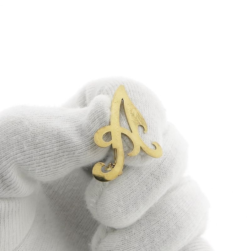 Image 7 of Gold letter brooch; letter A