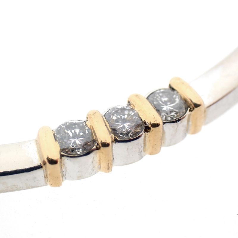 Image 3 of Two-tone gourmet link necklace with diamond pendant; 0.21 ct. | 41.5 cm