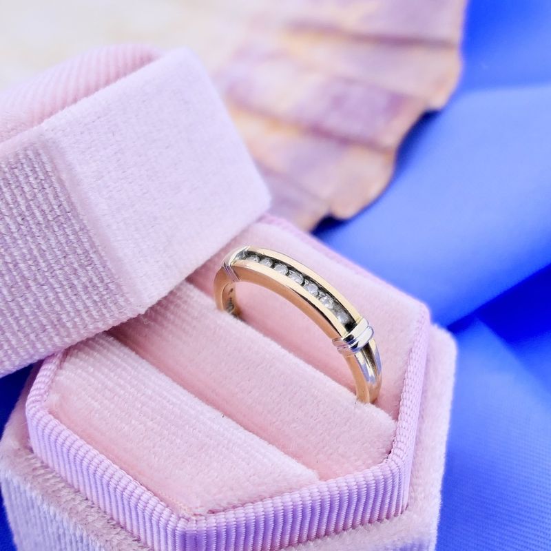 Image 6 of Two-tone gold ring with diamonds; 0.10 ct.