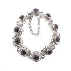 Image 1 of Vintage silver bracelet with garnet; Boat bracelet | Ø 56 mm