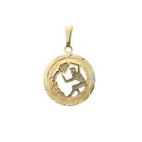 Gold zodiac sign pendant; Aquarius
