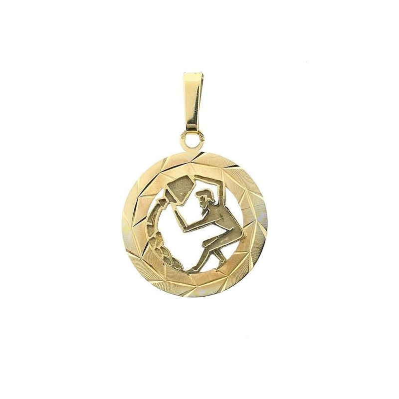 Image 1 of Gold zodiac sign pendant; Aquarius