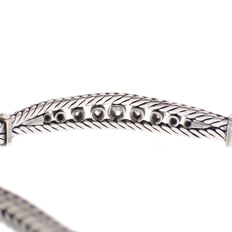Image 6 of Vintage white gold foxtail link bracelet with diamonds; 0.45 ct.