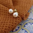 Image 2 of Gold stud earrings with cultured pearl