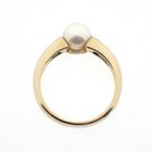Image 6 of Gold ring with pearl and diamonds; 0.04 ct.