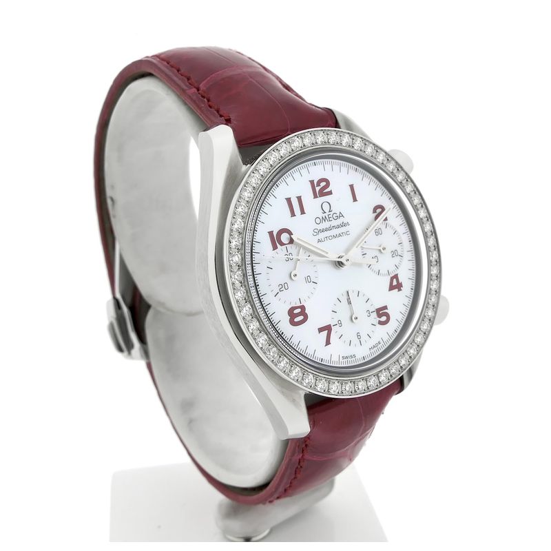 Image 3 of Omega Speedmaster Reduced 'Mother of Pearl' & Diamonds 3815.79.40; Chronograph watch