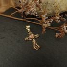 Image 2 of Two-tone gold pendant of a cross with a rose