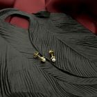 Image 2 of Gold stud earrings with pearl