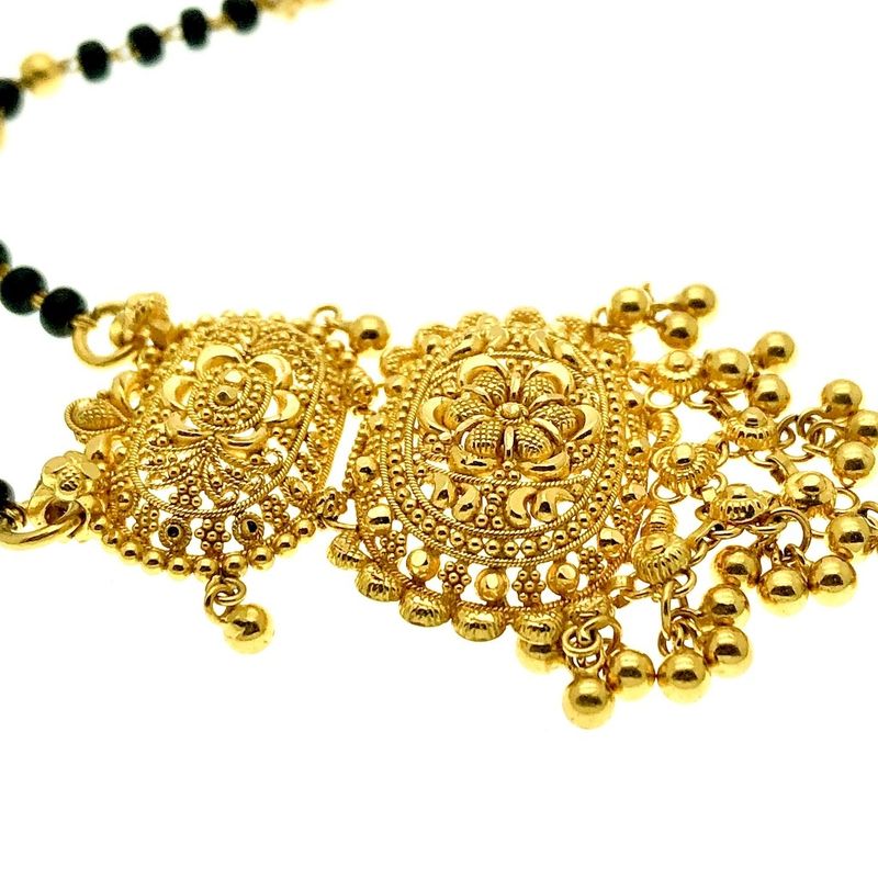 Image 6 of 22-carat gold Indian necklace with onyx stones | 50-60 cm