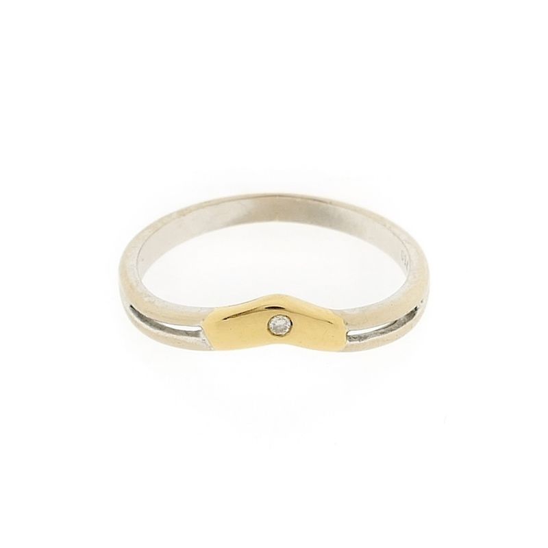 Image 6 of Two-tone gold ring with 0.005 ct diamond.