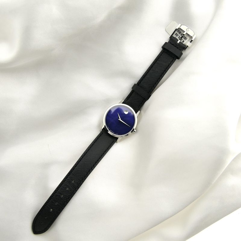 Image 11 of Movado Museum Classic; Steel women's watch with blue 'Mother of Pearl' dial; 0607422