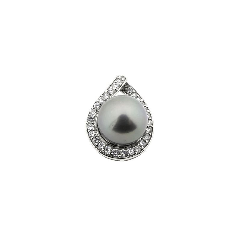 Image 1 of 8 carat pendant with Tahitian pearl and zirconia
