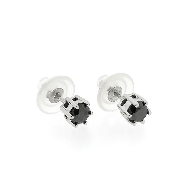 Image 3 of White gold stud earrings with black diamond | 1.00 ct.