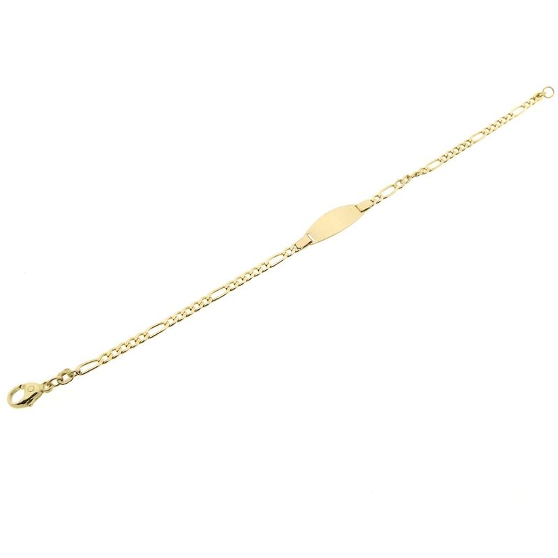 Image 7 of Gold Figaro link bracelet with engraving plate | 18.5 cm