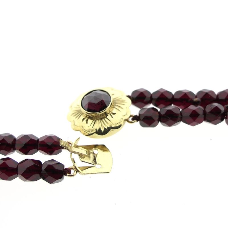 Image 17 of Antique glass bead necklace with gold clasp