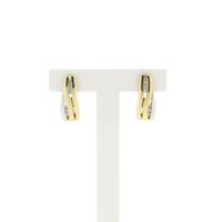 Bicolor Gold Earrings with Diamonds; 0.16 ct.