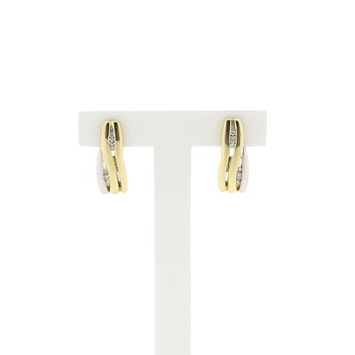 Image 1 of Bicolor Gold Earrings with Diamonds; 0.16 ct.