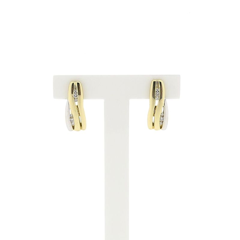 Image 1 of Bicolor Gold Earrings with Diamonds; 0.16 ct.