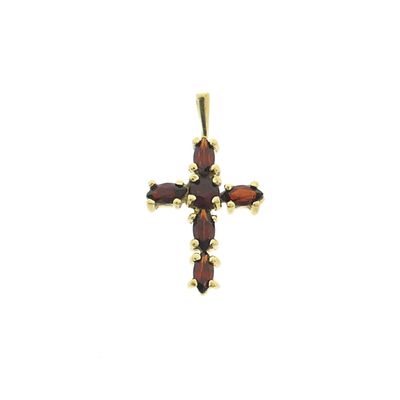 Image 1 of Gold cross pendant with garnet stones