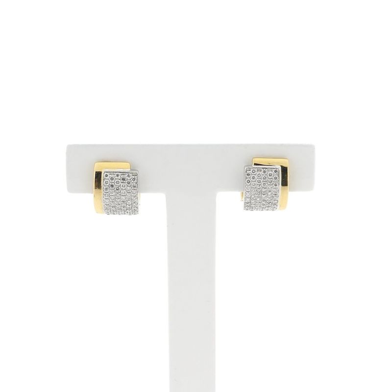 Image 1 of Two-tone gold hinged hoop earrings, pavé, with diamonds; approx. 0.51 ct.