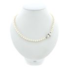 Image 1 of Pearl necklace with white gold clasp and sapphire | 49 cm