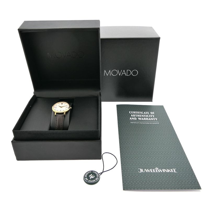 Image 12 of Movado Ulta Slim; Gold-plated women's watch with white dial; 0607096