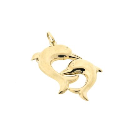 Image 2 of Gold pendant of two dolphins