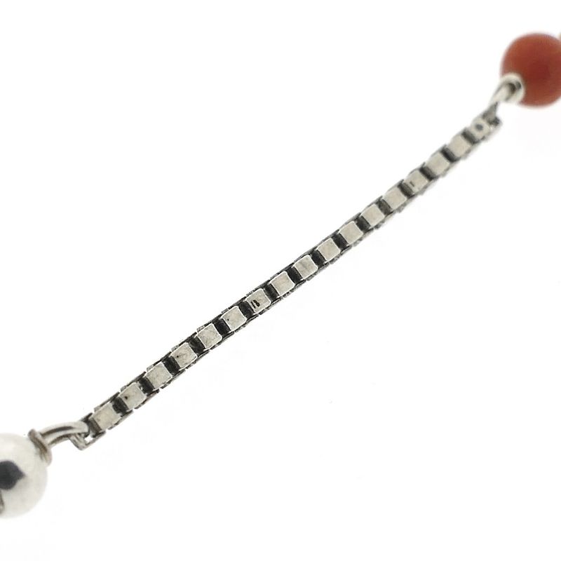 Image 8 of Silver Venetian link necklace with blood coral | 39.5 cm
