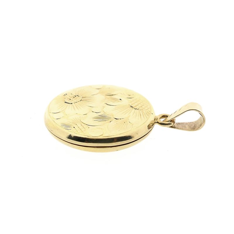 Afbeelding 8 van Vintage gouden medaillon hanger; Floraal design