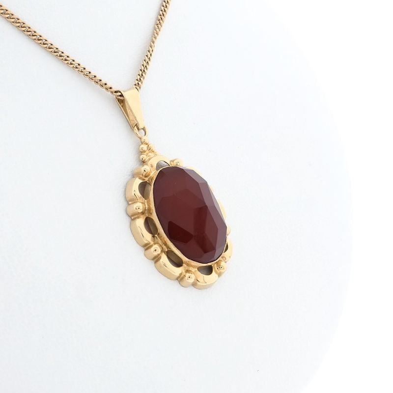 Image 8 of Vintage gold pendant with carnelian