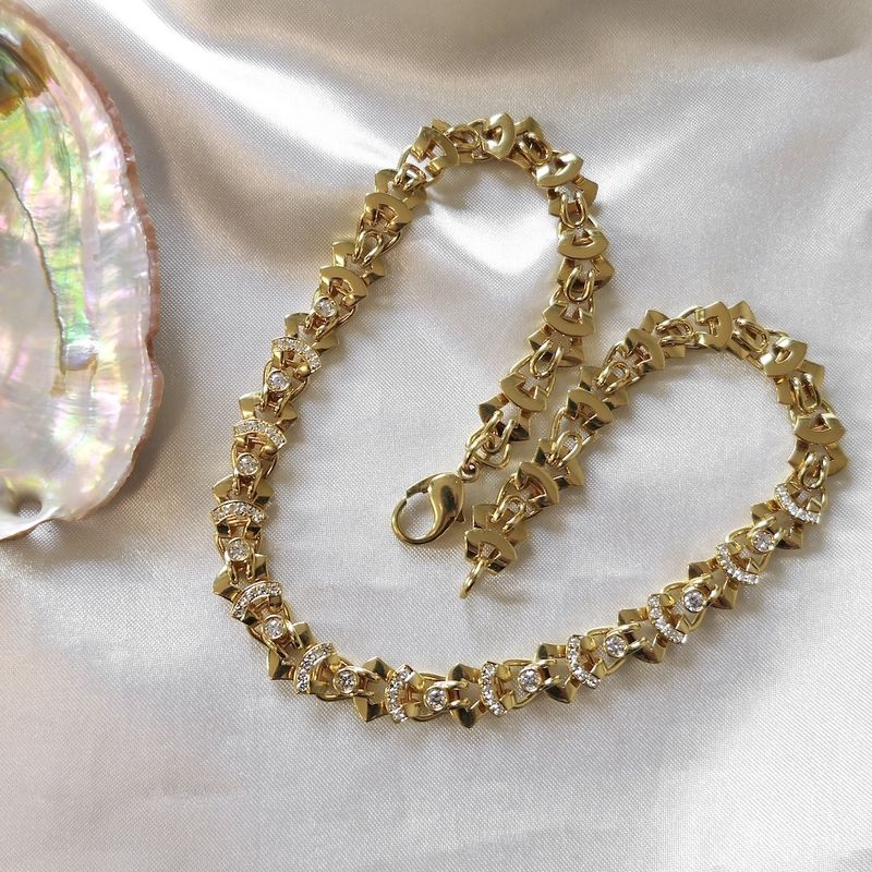 Image 12 of Solid gold necklace with diamonds; 1.43 ct.